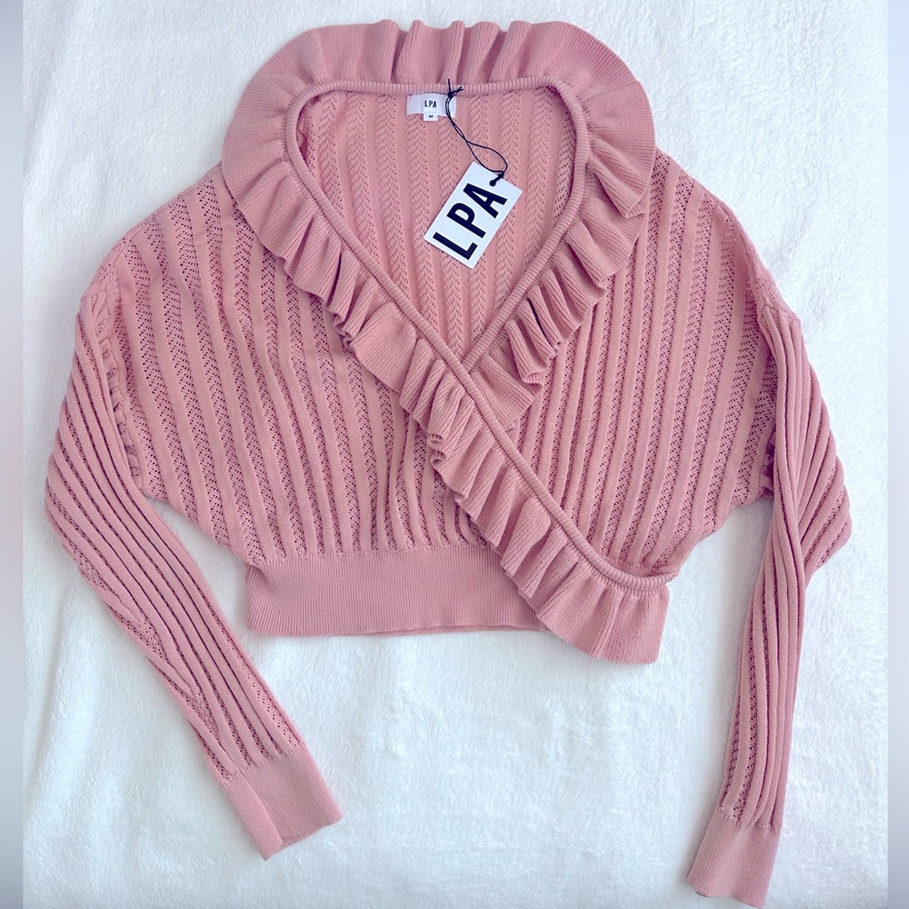 LPA Ava Wrap Sweater in Baby Pink (Size M):